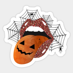 Halloween Creepy Mouth Pop Art Lips Scary Pumpkin Leopard Lipstick Sticker